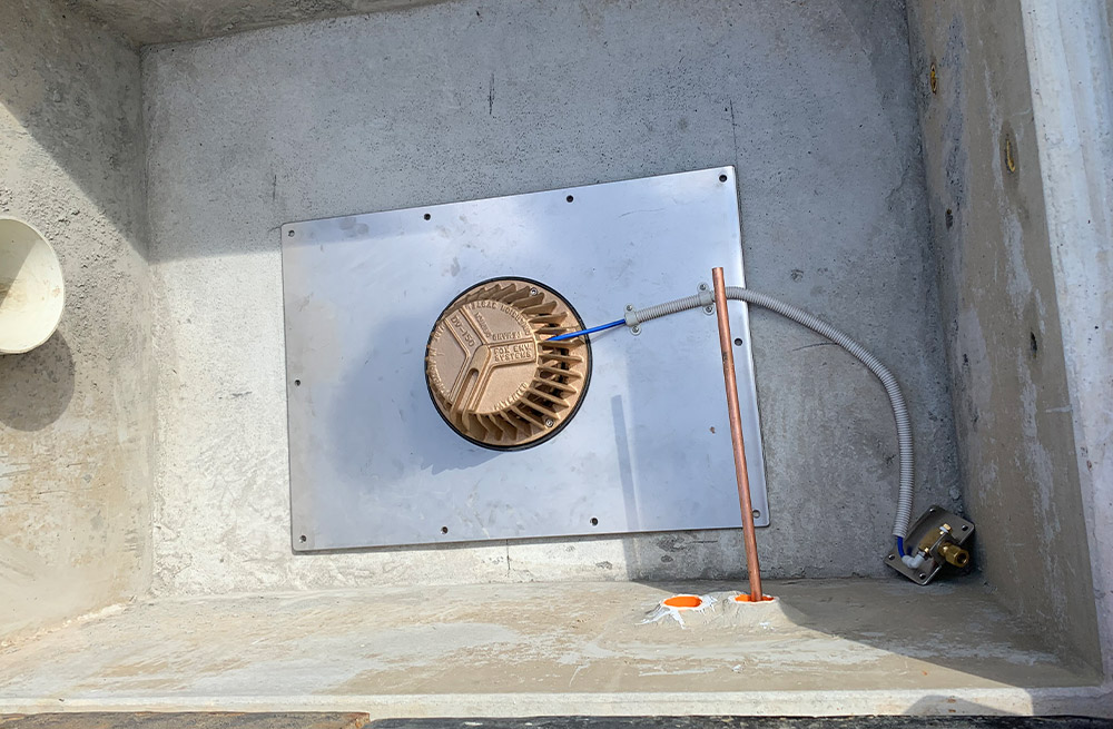 Fox Environmental diversion valve installed in marine wash bay system